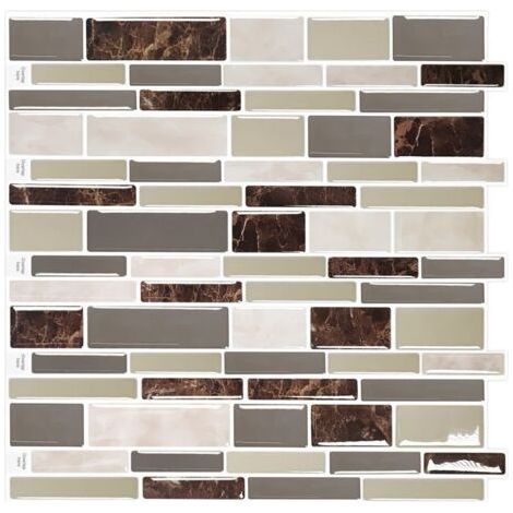 BUNTHAUS 2er-Pack Backsplash-Fliesen für die Küche, selbstklebende Wandpaneele zum Abziehen und Aufkleben für Badezimmerarbeitsplatten, Kamin (Größe: 30,5 x 30,5 cm) (1/4)