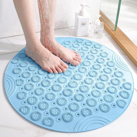 Rnemitery – Tapis de bain massage rond antidérapant 55 x 55 cm – Lavable en machine – Ventouses et trous de drainage – Antibactérien et résistant à la moisissure