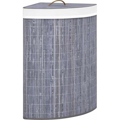 Panier à linge d'angle Bambou Gris 60 L (1/5)