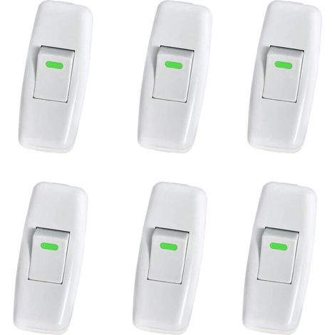 6 Pack Lamp Switch, Torpedo Switch, Inline Cord Switch, Bedside Lamp Switch, Inline Rocker Switch for Nightstand Table Lamp On/Off Button Replacement (1/5)