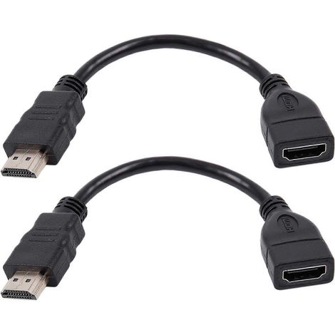 Deux câbles d'extension HDMI mâle-femelle, courts et pratiques, adaptés à Google Chromecast, Fire TV Stick et Roku Stick. (1/5)