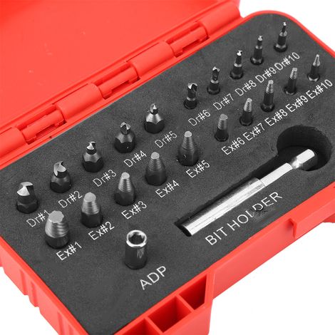 Kit de 22 extracteurs de vis cassées en acier rapide, outil pour filetage inversé, extracteur de vis endommagées (1/5)