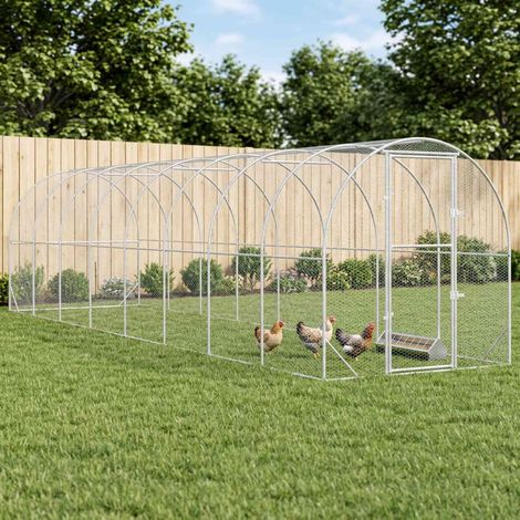 vidaXL Poulailler Argenté 800 x 200 x 200 cm Acier galvanisé (1/5)