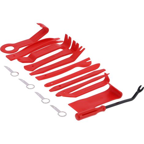 Kit de 16 outils de démontage pour garnitures de portières et tableau de bord (rouge) (1/5)