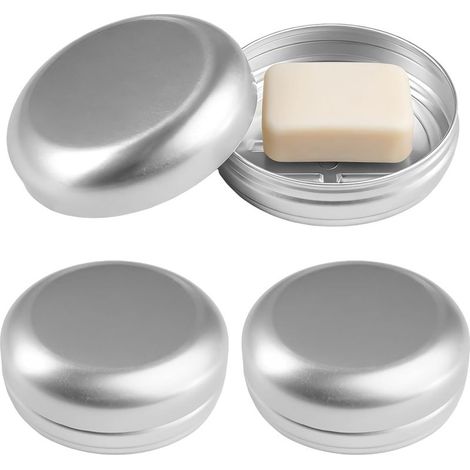 3 Pièces Boite a Savon Voyage, Boîte à Savon en Aluminium avec Couvercle, Imperméable Boites Savosn Solide en Métal avec Trous de Drainage, Idéal pour la Maison, Les Voyages et la Salle de Sport (1/5)