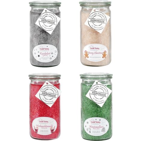 Candle Factory Kerzen-Set Winterzeit 4x Mini Jumbo Duftkerze Dekokerze