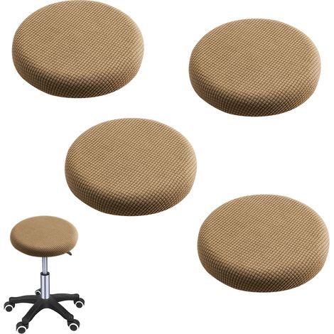 Housses de tabouret rondes, lot de 4, extensibles, pour tabourets de bar de 32 à 40 cm de hauteur. (1/5)