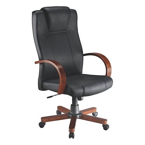 Fauteuil de direction Galb cuir avec têtière intégréé - modèle bois merisier - Maxiburo