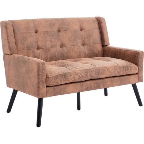 Banc 2 places en suède premium avec pieds en bois massif antidérapants pour salon, chambre ou bureau (1/5)