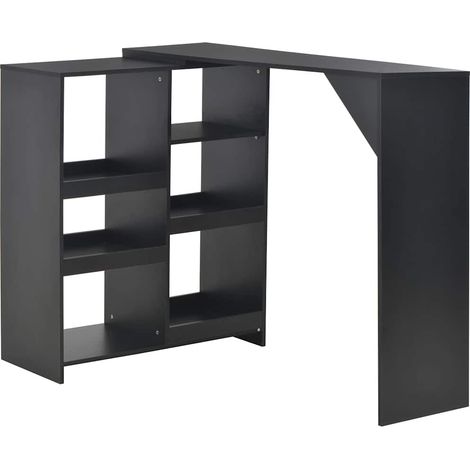 Table de bar avec étagère amovible, noire, 138 x 39 x 110 cm