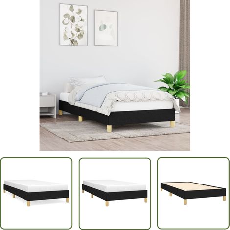 The Living Store Bettgestell ohne Matratze Schwarz 100x200 cm Stoff - Bettrahmen - Doppelbett - Boxspringbetten - Lattenrost - Schlafzimmermöbel (1/5)