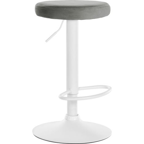 Sgabello da bar x1 design semplice altezza regolabile rivestimento in velluto grigio gambe in metallo bianco 100005357