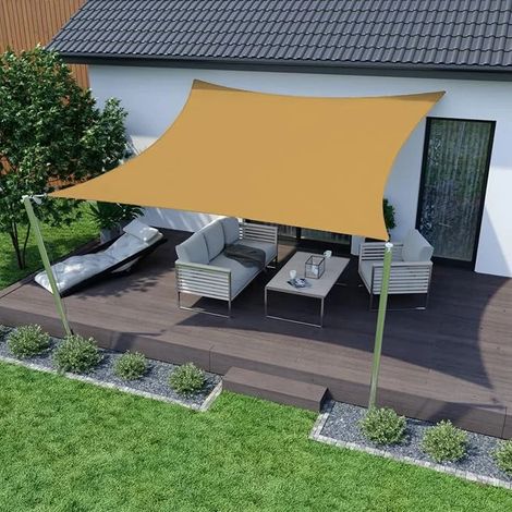 Voile d'ombrage imperméable 2x3m, rectangulaire, protection solaire UV compatible avec les espaces extérieurs (1/5)