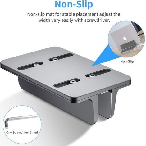 Support Ordinateur Portable Vertical, Support PC Portable en Aluminium, Réglable Bureau Laptop Stand, Gris (1/5)