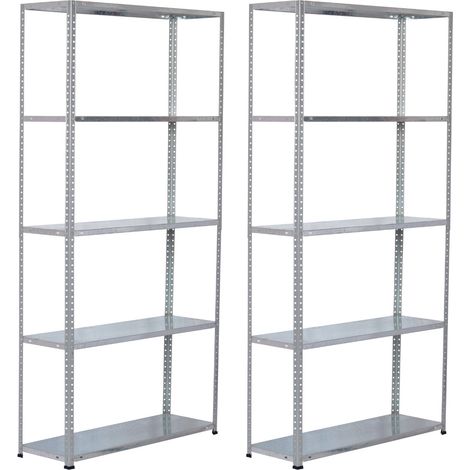 Confezione da 2 scaffalature metalliche modulari SteelSmart con 5 ripiani 200 kg 180x30x90 cm 7house
