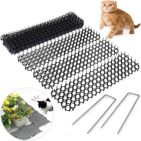 13 x 47cm Anti-cat Thorny Spikes, Anti-bird Thorn Pad, Garden Protection Against Birds, with 10 U-shaped Spikes, 10pcs