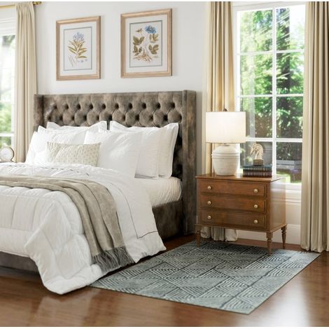 Tappeto da soggiorno lavabile moderno 170 x 120 cm in polipropilene grigio scuro DESVIAE (1/4)