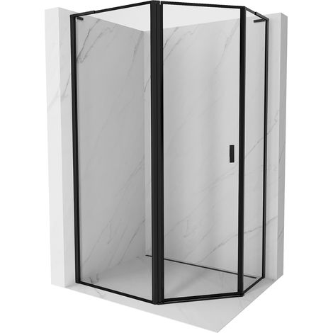 Mexen Mist L Duschkabine fünfeckig asymmetrisch schwenkbar links 100 x 80 cm, schwarzer Rahmen, schwarz - 8A8L-100-080-70-70-L (1/5)