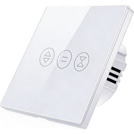 Blanc - Interrupteur de volet roulant Wi-Fi - 86 mm x 86 mm - Interrupteur intelligent pour volet roulant - Interrupteur intelligent LED - Minuterie et commande vocale - Compatible avec Siri, Alexa (1/5)