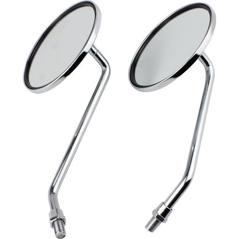 Rearview mirror - 1 pair of 10mm round chrome silver motorcycle mirrors. Left and right mirrors. (1/5)