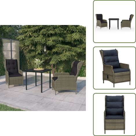 Mesa de jardín - vidaXL Juego de comedor de jardín 3 piezas marrón - Comedor exterior