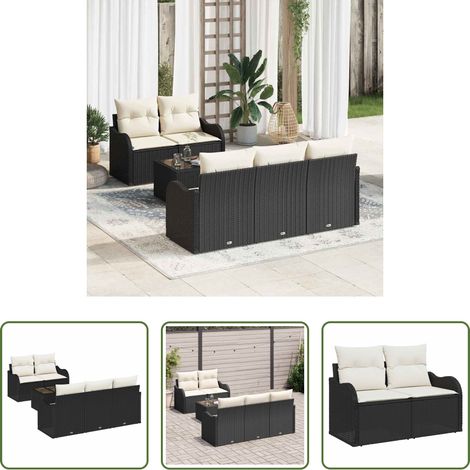 Gartenmöbel - Gartensofa-set Schwarz Poly-Rattan (1/5)
