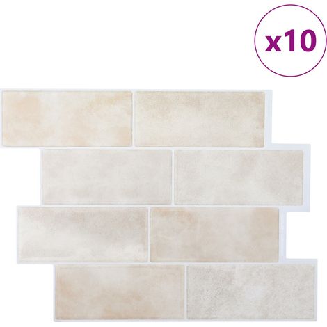 Carreaux de Métro Adhésifs Muraux Cuisine et Salle de Bain Marbre Beige Lot de 10 Pièces (1/5)