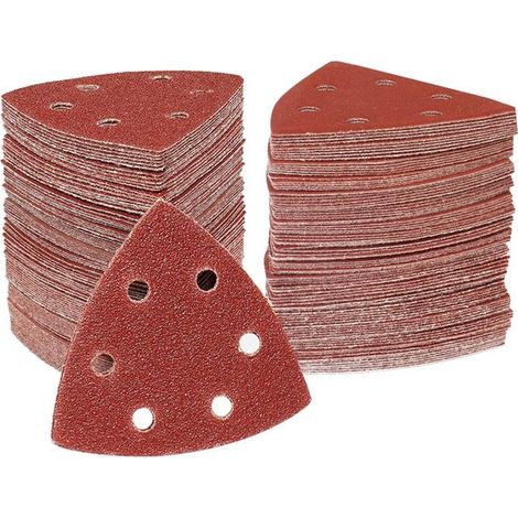 Papel de lija triangular, 50 discos de lijado, papel de lija triangular con 6 agujeros, tamaño de grano 40, discos de lijado de 909090 mm (1/4)