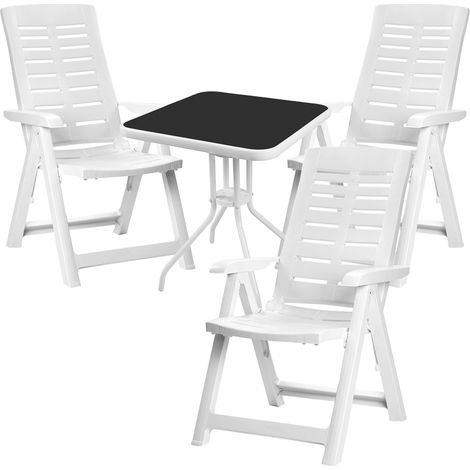 Bistrogarnitur 4-teilig Weiß/Schwarz Klappstuhl Weiß-MMC33081WB+3xMYUM040BI (1/4)