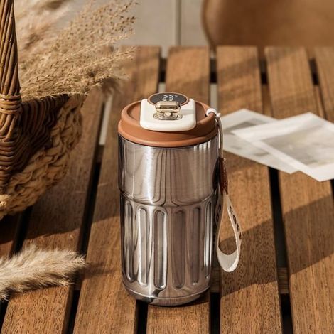 1 Tasse thermos, Affichage température, Acier inoxydable 316, Étanche, 410ml, Voyage