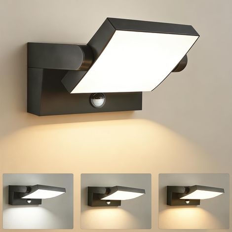 Applique Murale Extérieure avec Détecteur de Mouvement,3000K-6500K  Luminaire Exterieur/Intérieur avec Pivotant à 360°,Éclairage Exterieur IP65 Étanche,Lampe Murale LED pour Entrée,Jardin (1/5)