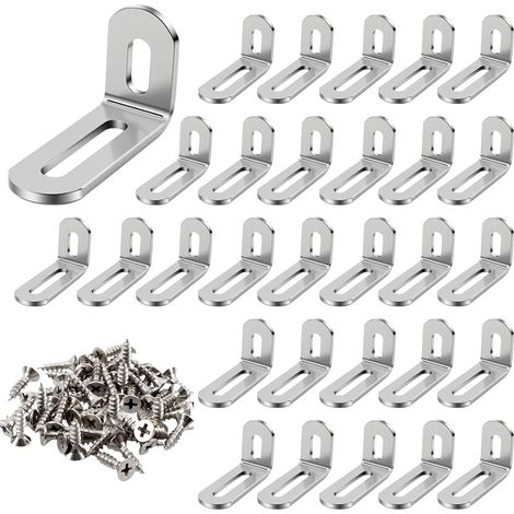 30 Pcs Equerre Metal Inox, 32x50x19mm Équerre Murale En Forme de L pour Fixation et Réparer les Meubles, Equerre Charpentier Installation Simple et Robuste (1/5)