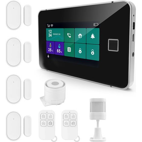 Tuya-Funkalarmsystem, kompatibel mit 2G/WLAN/GSM, 4,3-Zoll-Touchpanel, SOS-Alarm, Diebstahlsicherung, Temperatur-/Feuchtigkeitssensoren (1/5)