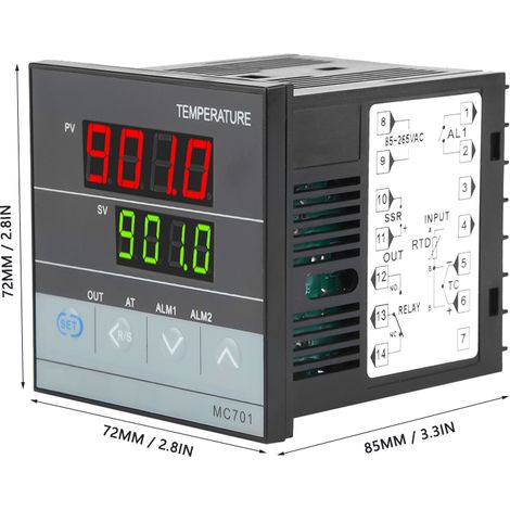 MC701 Instrument de contrôle de température PID à boîtier court (1/5)