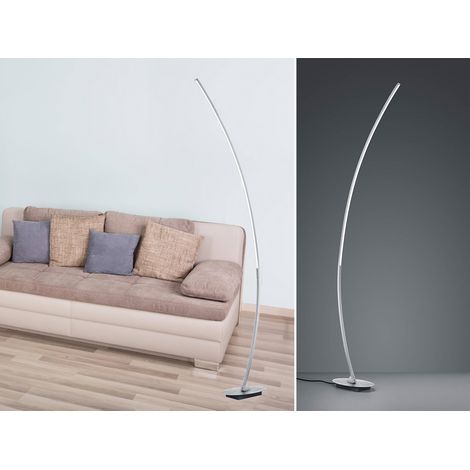 LED Stehleuchte SOLO gebogen Metall Silber gebürstet, Höhe 158cm (1/5)