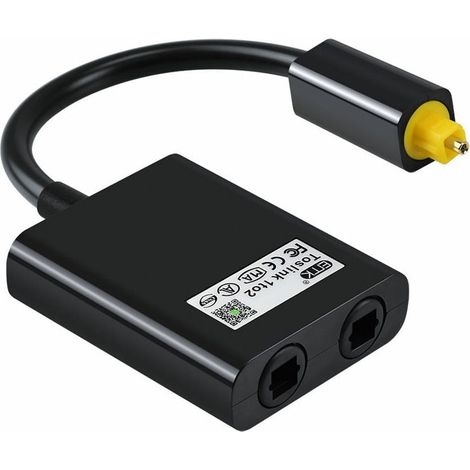 1 A 2 Adaptateur Audio Separateur De Cable Optique Numerique Adaptateur Audio A Fibre Optique Adaptateur De Distributeur A Fibre Optique Noir, Le Noir (1/5)