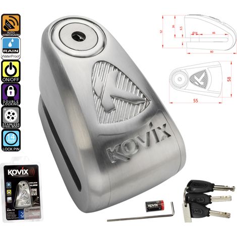 Candado de disco de freno de acero inoxidable KOVIX KAL14 con alarma (1/4)