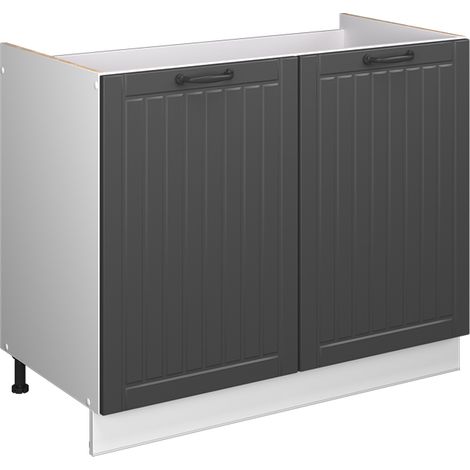 Mobile lavello cucina Fame-Line, Grigio scuro/Bianco, 100 cm senza piano di lavoro, Vicco (1/5)