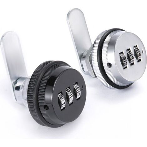 (Pack de 2) Serrure de Combinaison à 3 Chiffres Verrouillage du Mot de Passe Serrure à Came Sans Clé - Alliage de Zinc Chromage Serrure de Sécurité Codée pour Tiroir Casier Boîte Placard Porte-argent (1/4)