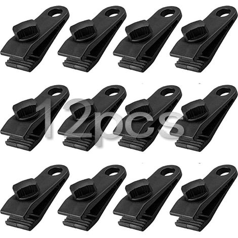 Lot de 12 Pinces Robustes pour bâches,adaptées aux tentes,bâches,Camping Cars,auvents de Jardin et Housses,Noir (1/5)