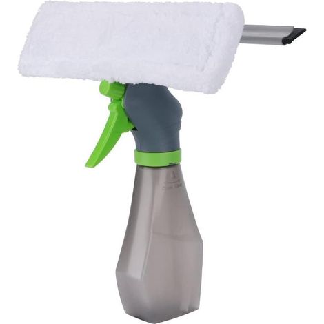 Kit de nettoyage de vitres avec spray intégré - 3 fonctions en 1 - Lame en caoutchouc et chiffon en microfibre