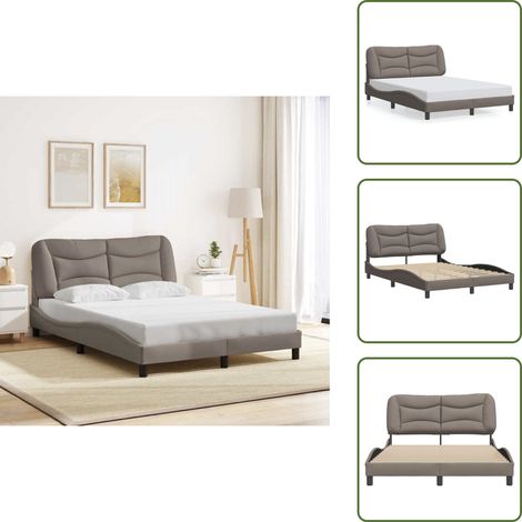 Cuscino testiera - vidaXL Giroletto senza Materasso Hvar Tortora 140x190 cm in Tessuto - Letto in tessuto