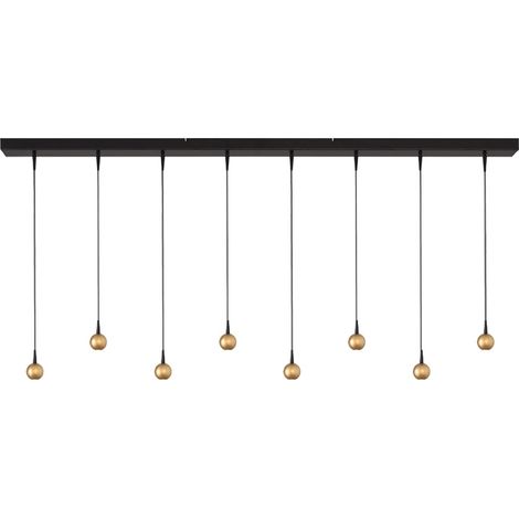 Lampe suspendue à 8 lampes Talana noir avec or Ø 6cm DTW - 2411-05-02-160-8 (1/3)