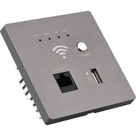 Routeur Wi-Fi mural sans fil 300M avec point d'accès, prise de chargement USB et cryptage WPS. (1/2)