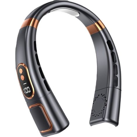 Ventilatore da collo，Ventilatore senza pale a 5 velocità，Ventilatore da collo portatile senza pale，ricaricabile tramite USB，Nero (1/5)