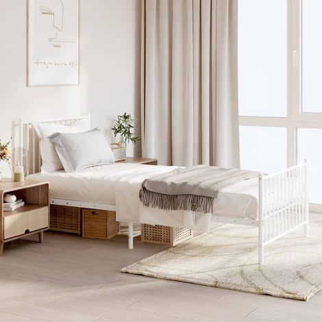 Estructura cama sin colchón con estribo metal blanco 90x200 cm vidaXL