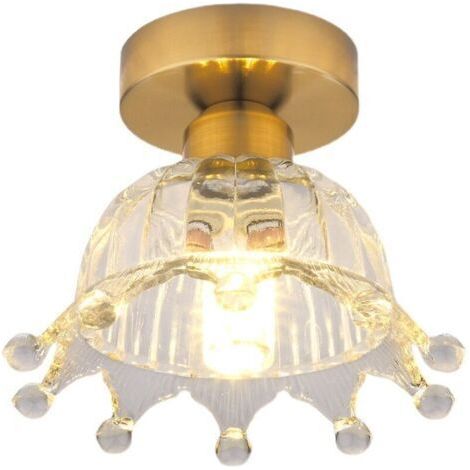 Plafonnier nordique en cristal simple, luminaire de plafond pour hall d'entrée, chambre à coucher, salon, salle à manger (1/4)