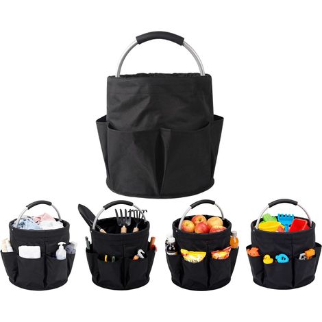Sac à main pliable (avec 6 poches latérales) - un panier de rangement pliable adapté à la maison, la salle de bain, le camping et le jardinage. (1/5)