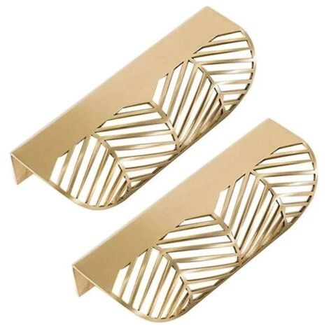 Feuille Forme tiroir Poignée en laiton Meubles Porte Bouton Pull Cabinet Armoire Poignée de porte (2PCS) (1/3)