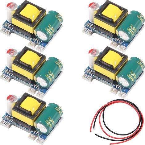5 pcs AC-DC 5V 700mA 3.5W Module Buck Module d'alimentation à découpage isolé Régulateur Buck Convertisseur 220V à 5V avec câble rouge et noir (1/5)
